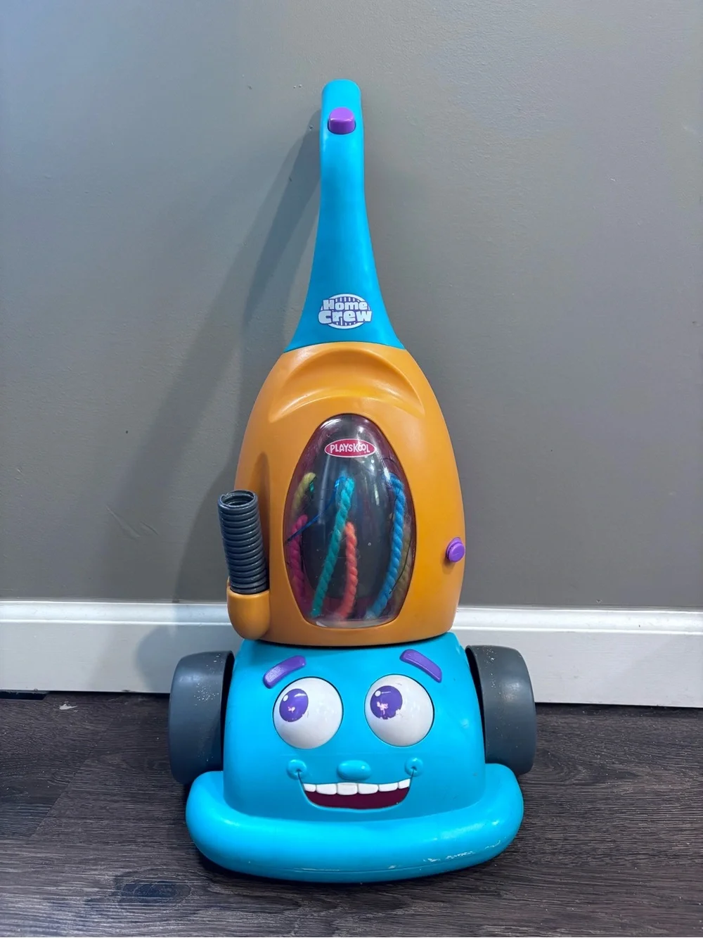 playskool vintage Blue and Orange Toy Vacuum - Kids Interactive Pretend Play